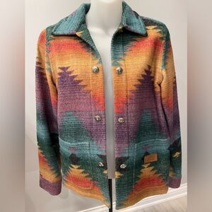 Rare Vintage Ralph Lauren  Women Aztec Wool Blend Concho Southwestern Jacket-PS